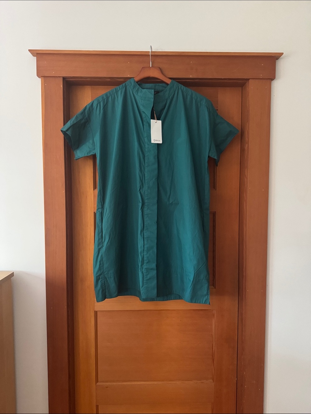 Quince Organic Cotton Short Sleeve Shirt Dress, NWT, M